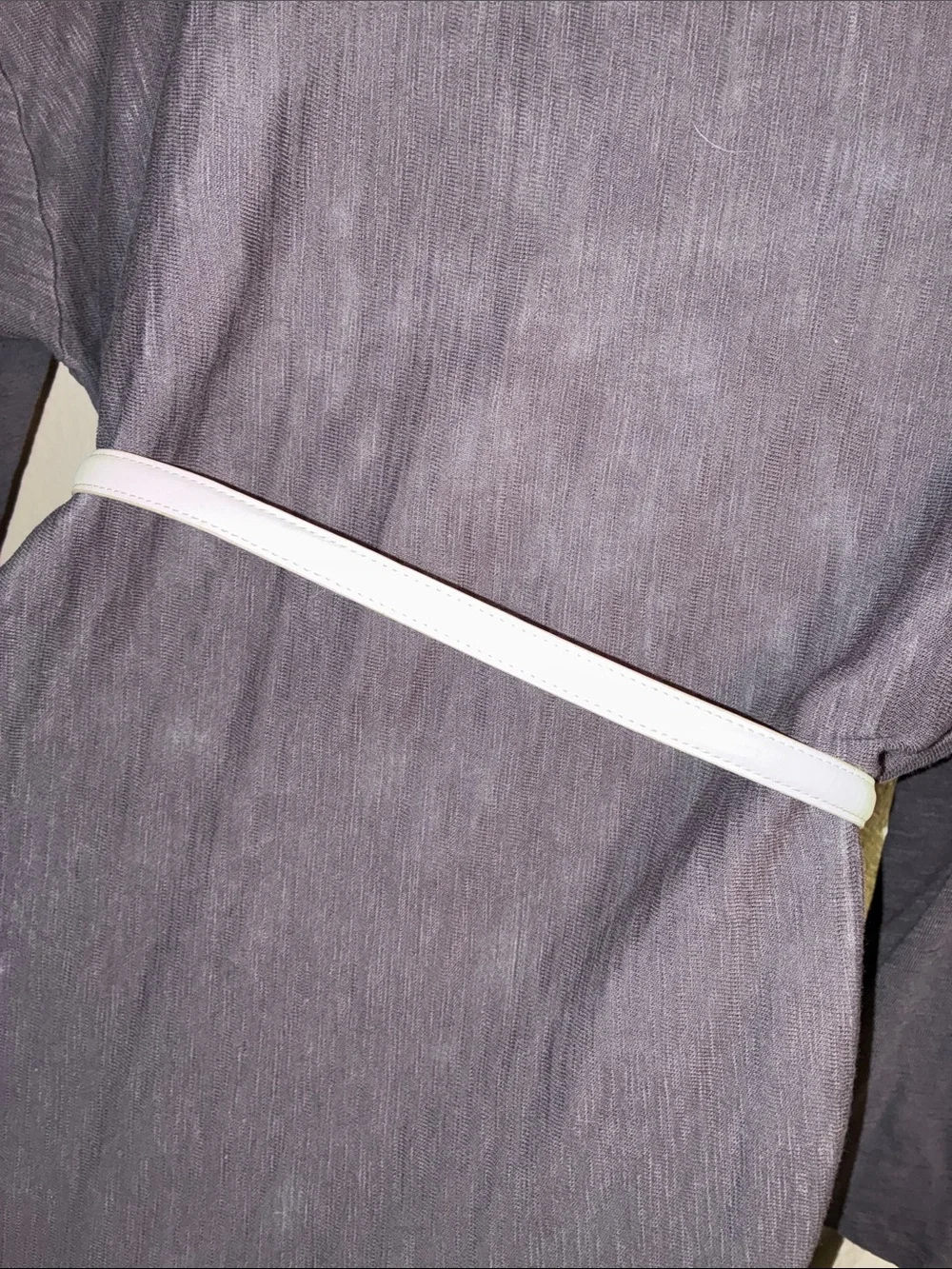 Lauren Ralph Lauren Belt Women S, White Leather Strap, Polished Silver Chain euc